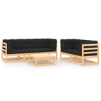 vidaXL Patio Furniture Set 6 Piece Outdoor Sectional Sofa Solid Wood Pine