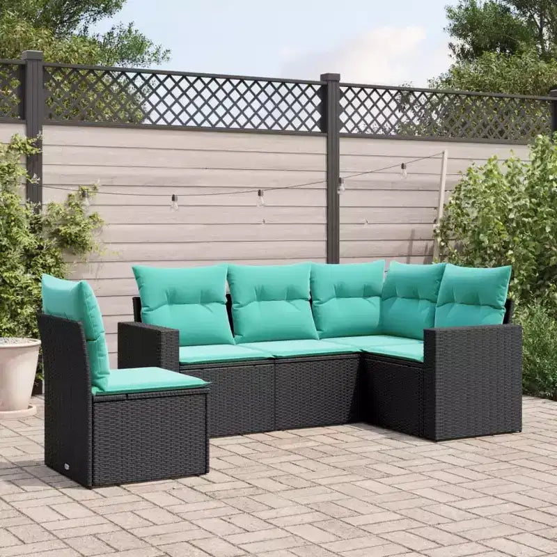 vidaXL 5-teiliges Terrassen-Sofa-Set mit Kissen Polyrattan, modulares Gartensofa, verschiedene Farben/Modelle
