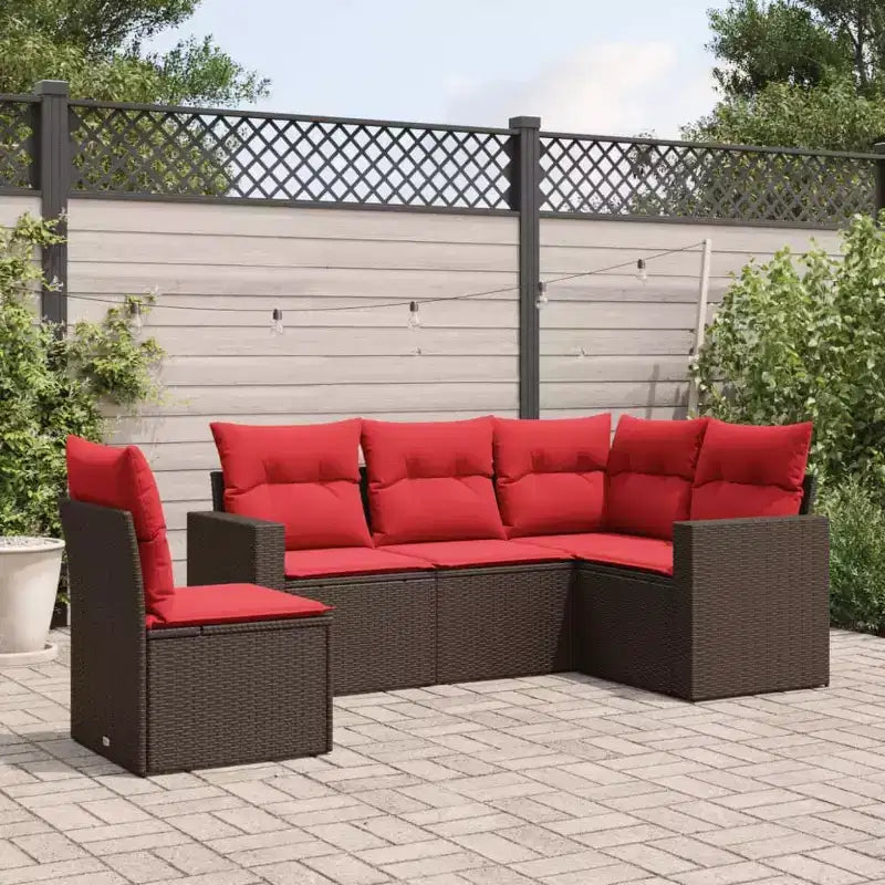 vidaXL 5-teiliges Terrassen-Sofa-Set mit Kissen Polyrattan, modulares Gartensofa, verschiedene Farben/Modelle