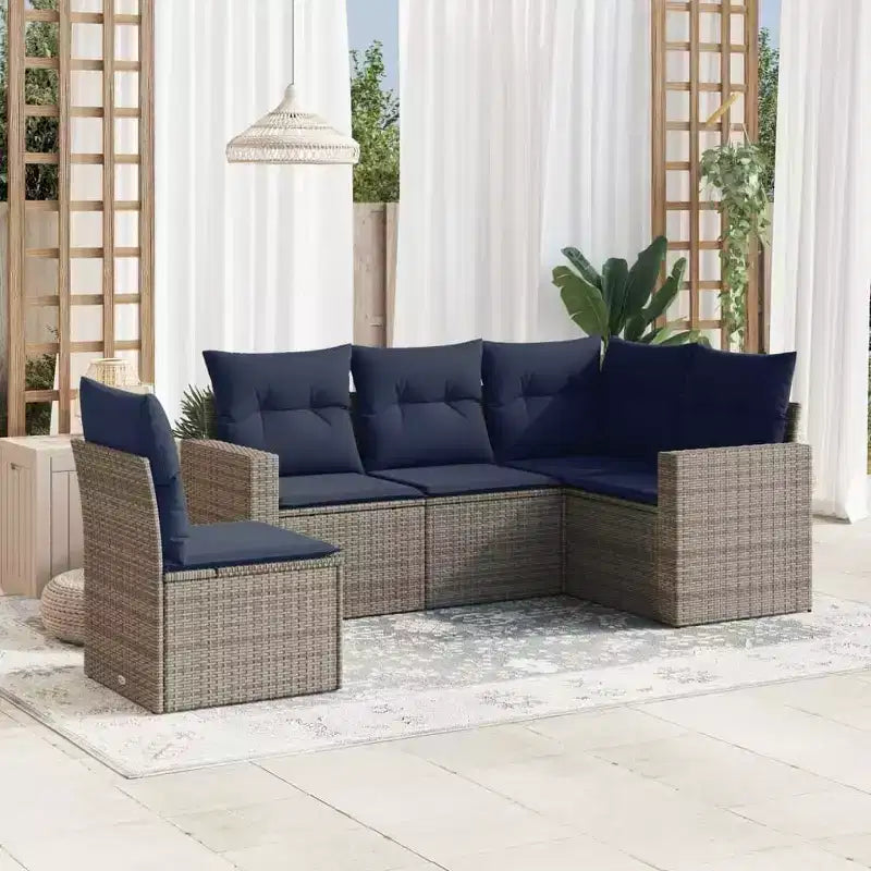 vidaXL 5-teiliges Terrassen-Sofa-Set mit Kissen Polyrattan, modulares Gartensofa, verschiedene Farben/Modelle