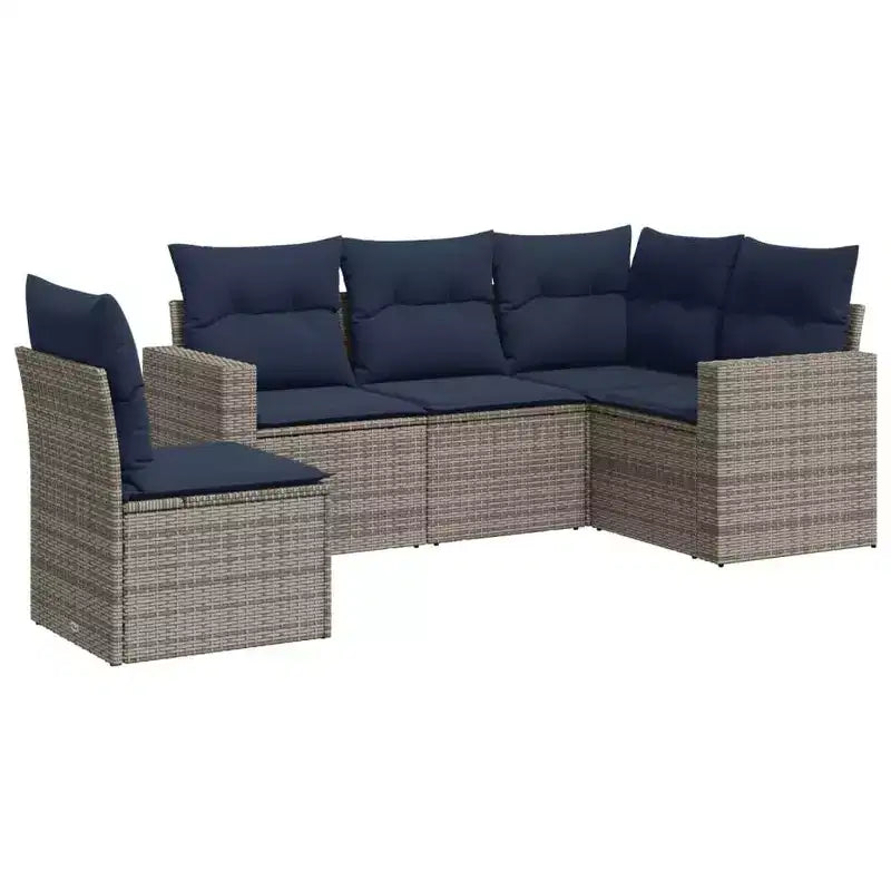 vidaXL 5 Piece Patio Sofa Set with Cushions Poly Rattan, Modular Outdoor Sectional, Multiple Colors/Models
