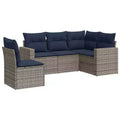 vidaXL 5 Piece Patio Sofa Set with Cushions Poly Rattan, Modular Outdoor Sectional, Multiple Colors/Models
