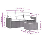 vidaXL Loungesofa-Set mit Kissen Gartenmöbel 4-teilig Polyrattan