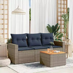 vidaXL Loungesofa-Set mit Kissen Gartenmöbel 4-teilig Polyrattan