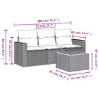 vidaXL Loungesofa-Set mit Kissen Gartenmöbel 4-teilig Polyrattan
