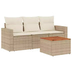 vidaXL Loungesofa-Set mit Kissen Gartenmöbel 4-teilig Polyrattan