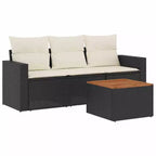 vidaXL Loungesofa-Set mit Kissen Gartenmöbel 4-teilig Polyrattan