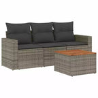 vidaXL Patio Sofa Set with Cushions Outdoor Furniture 4 Piece Poly Rattan