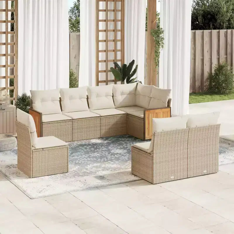 vidaXL 8-teiliges Loungeset mit Kissen Polyrattan