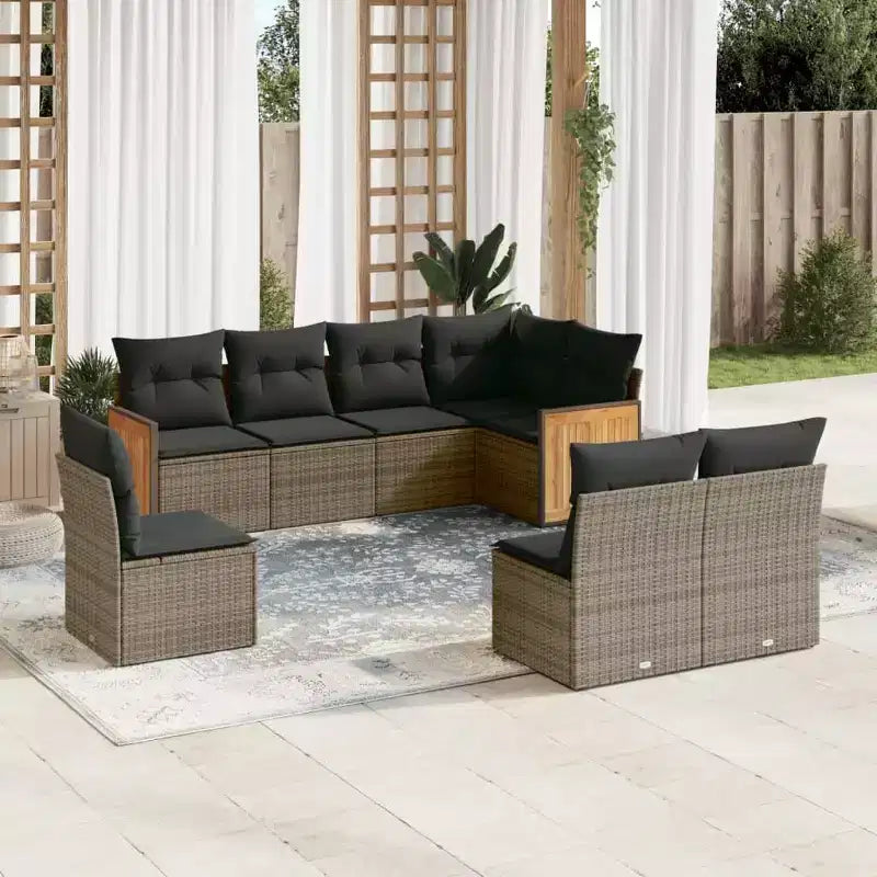 vidaXL 8-teiliges Loungeset mit Kissen Polyrattan