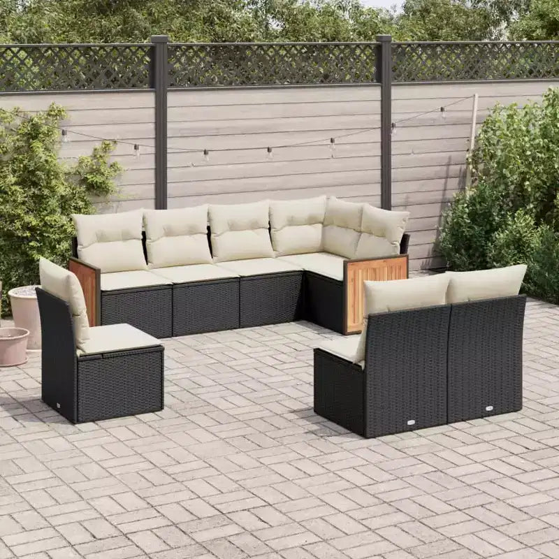 vidaXL 8-teiliges Loungeset mit Kissen Polyrattan