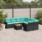 vidaXL 9-teiliges Garten-Sofa-Set mit Kissen Polyrattan