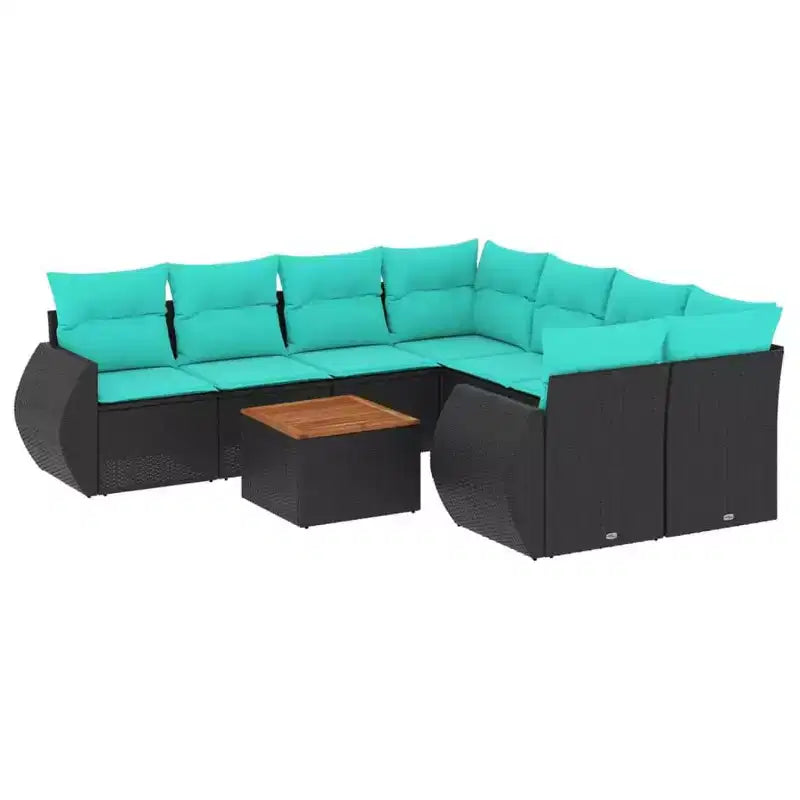 vidaXL 9 Piece Garden Sofa Set with Cushions Poly Rattan