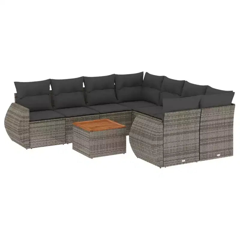 vidaXL 9-teiliges Garten-Sofa-Set mit Kissen Polyrattan