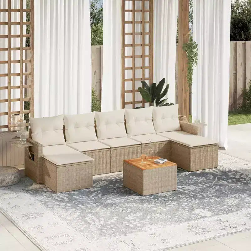 vidaXL 8-teiliges Gartensofa-Set mit Kissen Grau Polyrattan
