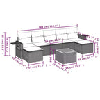 vidaXL 8-teiliges Gartensofa-Set mit Kissen Grau Polyrattan