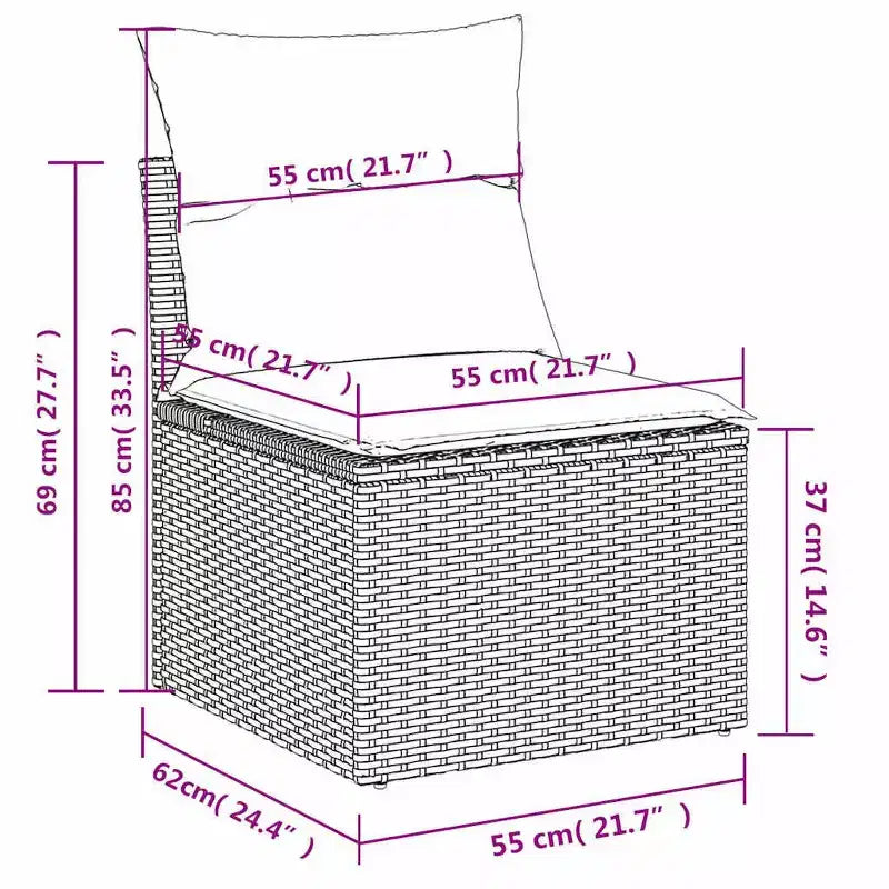 vidaXL 11-teilige Garten-Sitzgruppe mit Kissen Schwarz Polyrattan