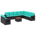 vidaXL 11 Piece Garden Sofa Set with Cushions Black Poly Rattan