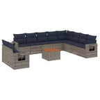 vidaXL 11-teilige Garten-Sitzgruppe mit Kissen Schwarz Polyrattan