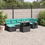 vidaXL Loungesofa-Garnitur mit Kissen und Tisch Gartenmöbel 8-teilig Polyrattan