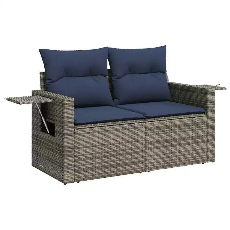 vidaXL Loungesofa-Garnitur mit Kissen und Tisch Gartenmöbel 8-teilig Polyrattan