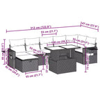 vidaXL Loungesofa-Garnitur mit Kissen und Tisch Gartenmöbel 8-teilig Polyrattan