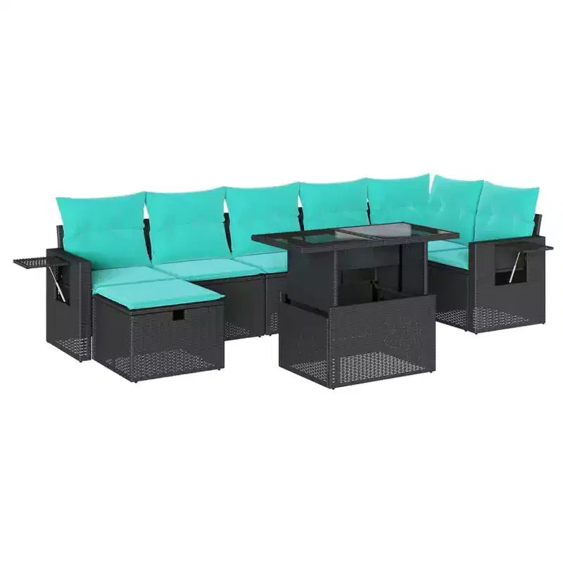 vidaXL Patio Sofa Set with Cushions and Table Outdoor Garden 8 Piece Poly Rattan