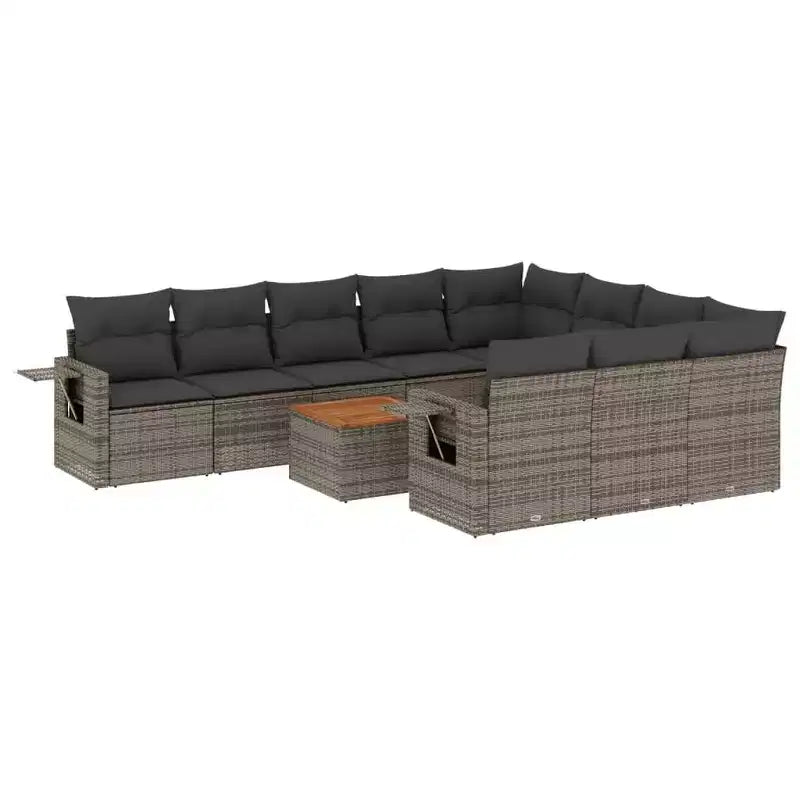 vidaXL 11 Piece Patio Sofa Set with Cushions Beige Poly Rattan