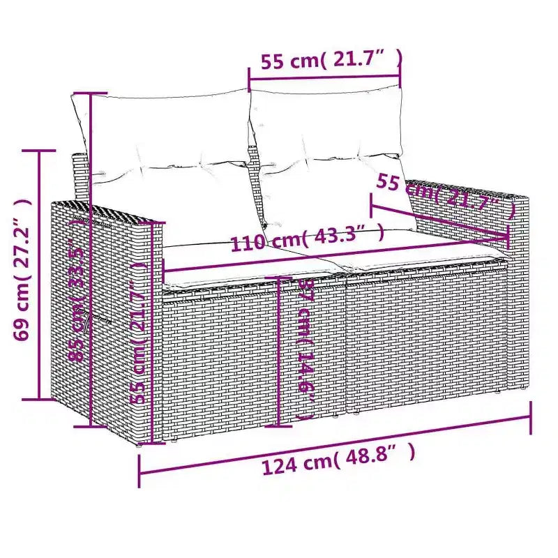 vidaXL 11-teiliges Outdoor-Sofa-Set mit Kissen Beige Polyrattan