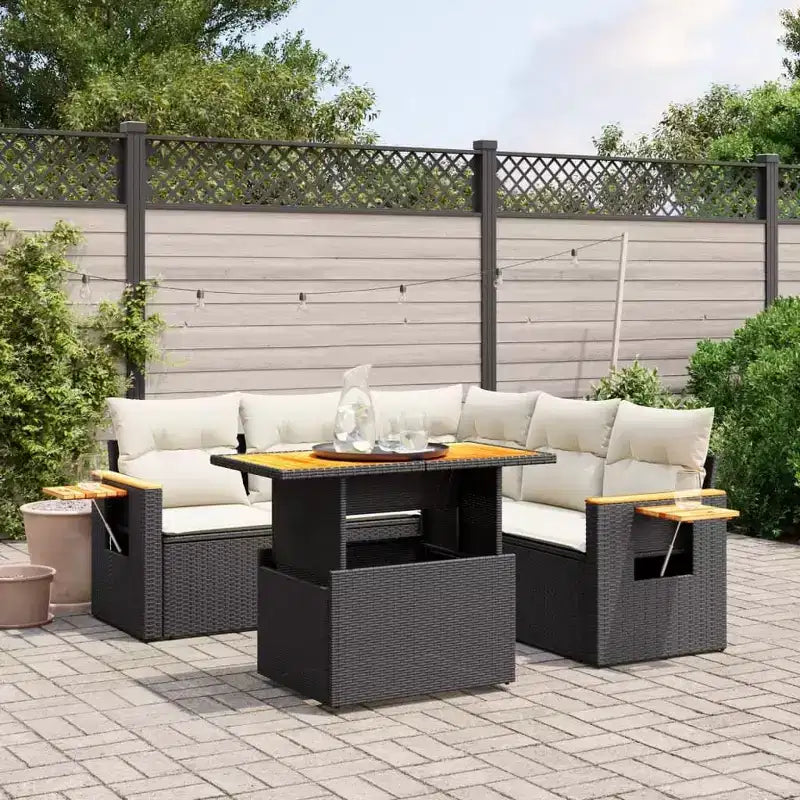 vidaXL 6-teiliges Loungeset mit Kissen Polyrattan