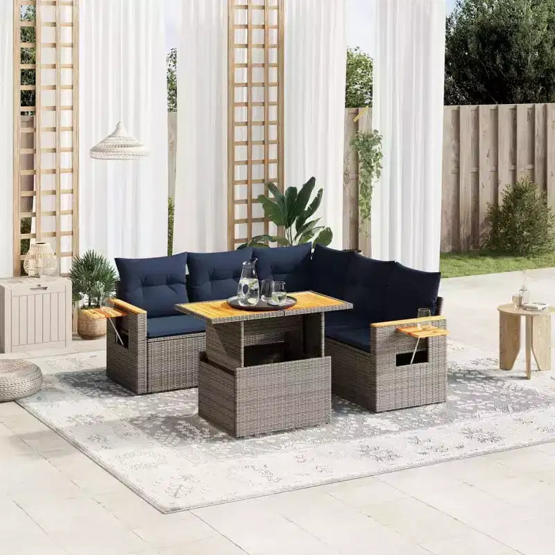 vidaXL 6-teiliges Loungeset mit Kissen Polyrattan