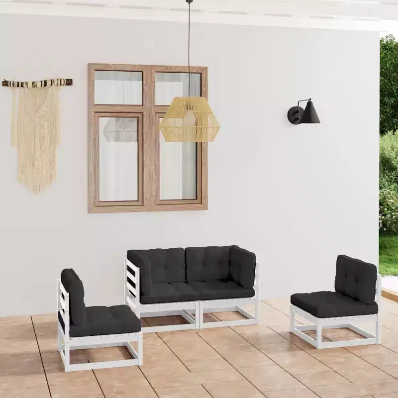 vidaXL Loungemöbel-Set 4-teilig Gartensitzgruppe Massivholz Kiefer