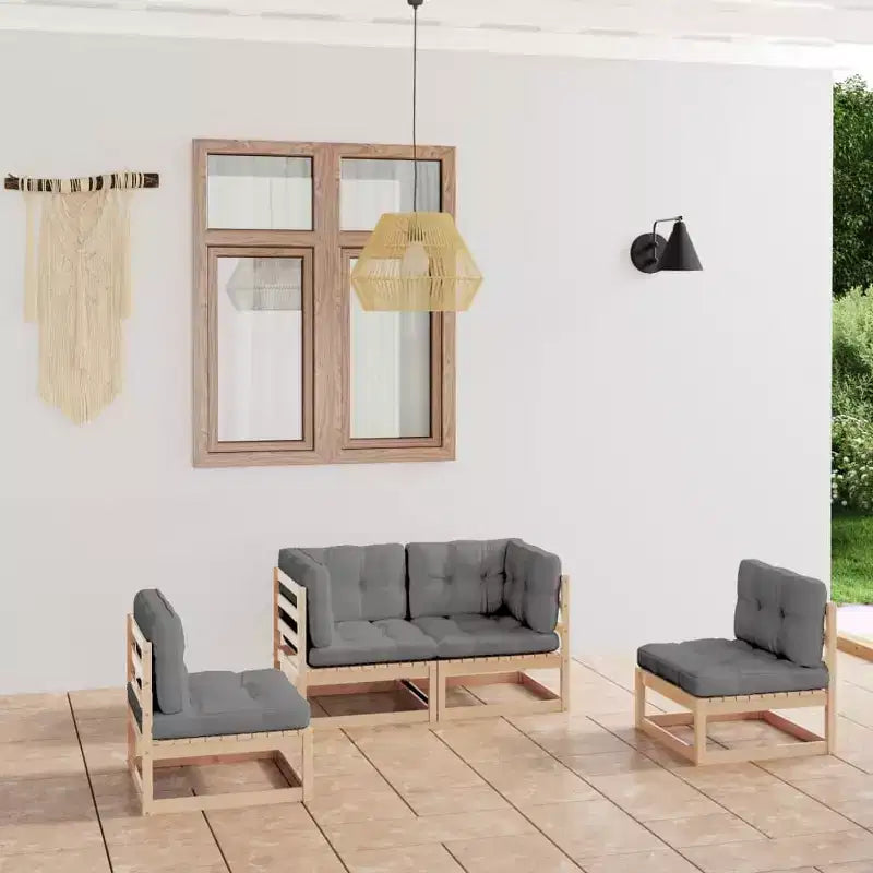 vidaXL Loungemöbel-Set 4-teilig Gartensitzgruppe Massivholz Kiefer