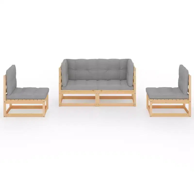 vidaXL Loungemöbel-Set 4-teilig Gartensitzgruppe Massivholz Kiefer