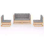 vidaXL Loungemöbel-Set 4-teilig Gartensitzgruppe Massivholz Kiefer