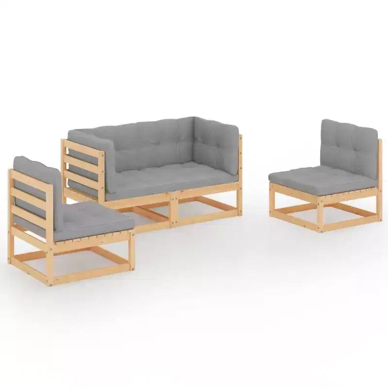 vidaXL Loungemöbel-Set 4-teilig Gartensitzgruppe Massivholz Kiefer
