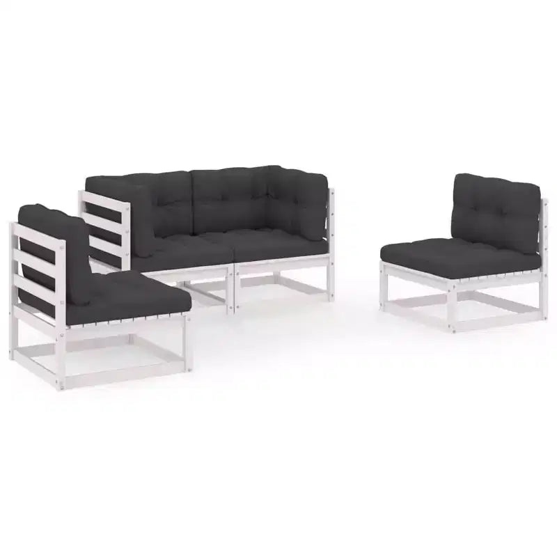 vidaXL Patio Furniture Set 4 Piece Outdoor Sectional Sofa Solid Wood Pine