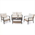 LAUSAINT HOME 4-piece Rattan Conversation Set Comfortable Oversized Outdoor Furniture Set for Backyard