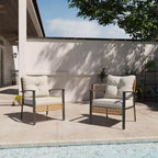 LAUSAINT HOME 4-teiliges Rattan-Gesprächsset Bequeme, übergroße Outdoor-Möbelgruppe für den Garten