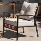 LAUSAINT HOME 4-teiliges Rattan-Gesprächsset Bequeme, übergroße Outdoor-Möbelgruppe für den Garten