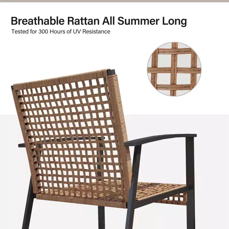 LAUSAINT HOME 4-teiliges Rattan-Gesprächsset Bequeme, übergroße Outdoor-Möbelgruppe für den Garten