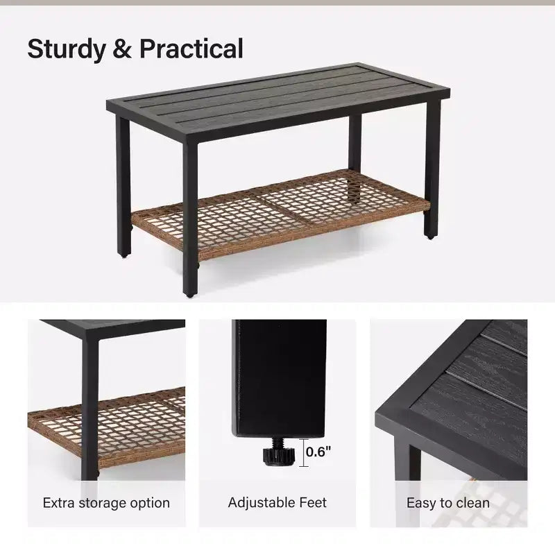 LAUSAINT HOME 4-teiliges Rattan-Gesprächsset Bequeme, übergroße Outdoor-Möbelgruppe für den Garten