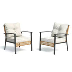 LAUSAINT HOME 4-teiliges Rattan-Gesprächsset Bequeme, übergroße Outdoor-Möbelgruppe für den Garten