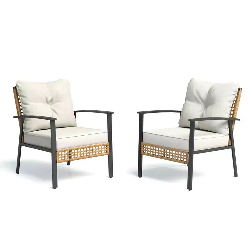 LAUSAINT HOME 4-teiliges Rattan-Gesprächsset Bequeme, übergroße Outdoor-Möbelgruppe für den Garten
