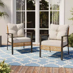 LAUSAINT HOME 4-teiliges Rattan-Gesprächsset Bequeme, übergroße Outdoor-Möbelgruppe für den Garten