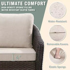 UPTIOT 6-teiliges Outdoor-Set mit 3-Sitzer-Sofa, 2 Drehsesseln, 2 Einzelsesseln und 50.000 BTU Grauem Feuertisch