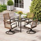 LAUSAINT HOME 7-teiliges Terrassen-Essgruppen-Set Outdoor-Essgruppe mit 6 Drehstühlen Gesprächsgruppe für den Garten