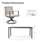 LAUSAINT HOME 7-teiliges Terrassen-Essgruppen-Set Outdoor-Essgruppe mit 6 Drehstühlen Gesprächsgruppe für den Garten