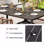 LAUSAINT HOME 7-teiliges Terrassen-Essgruppen-Set Outdoor-Essgruppe mit 6 Drehstühlen Gesprächsgruppe für den Garten