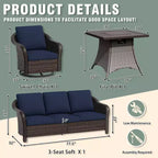 UPTIOT Outdoor-Loungemöbel-Set: 3-Sitzer-Sofa, 2 drehbare Schaukelsessel & 50.000 BTU Feuerstelle für wetterfesten Komfort und Wärme